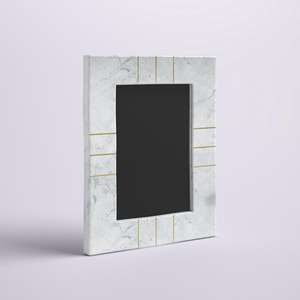 Cadre photo en résine blanche avec lignes dorées - Product Image 6