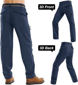 Pantalones cargo de secado rápido para hombre, color azul marino, con bolsillos con cremallera y cintura con cinturón para actividades al aire libre - Product Image 5