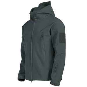 <b>Men's</b> Olive <b>Green</b> Hooded Fleece <b>Jacket</b> <b>Waterproof</b> Windproof Zipper Closure Formal Outdoor Wear Winter Regular Fit Stand Collar - Product Image 3