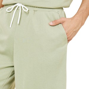 Ensemble deux pièces vert clair pour hommes, t-shirt à manches courtes et short surdimensionnés, style décontracté streetwear d'été - Product Image 6