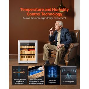 Humidor Elettrico per Sigari da 50L, 300 Pezzi, Raffreddamento a Compressore, Controllo Costante di Umidità e Temperatura per Uso Domestico - Product Image 3