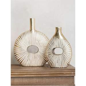 Jarrón de Metal Dorado Martillado de Lujo, Jarrones Decorativos Grandes para Piso, Jarrones Altos de Latón Modernos al por Mayor para Decoración del Hogar y Bodas - Product Image 3