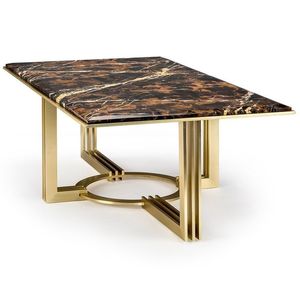 LIVE EDGE STUDIO Model 095 European Style Luxury Rectangle Marble <b>Dining</b> <b>Table</b> Gold Trim Handmade Modern Design 6 Home Furniture - Product Image 2