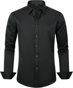 เสื้อเชิ้ตคอร์เท็กซ์ อีลิท สำหรับผู้ชาย ทรงสุภาพ ไม่ยับ แขนยาว ทรงปกติ ผ้าสเตรช สีพื้น เหมาะสำหรับธุรกิจ ลำลอง งานแต่งงาน ติดกระดุม - Product Image 1
