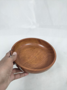 Bol à salade japonais antique en bambou naturel avec cuillère en céramique, vente en gros depuis l'Inde pour les fêtes - Product Image 4