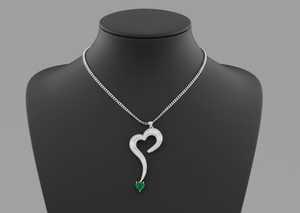 14KT Certified Heart <b>Pendant</b> with Diamonds & Natural <b>Emerald</b> Drop - Product Image 4