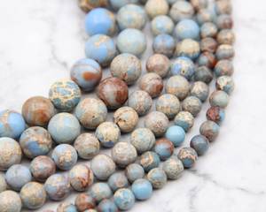 Cuentas redondas de jaspe imperial azul natural, cuentas sueltas de piedras preciosas lisas para la fabricación de joyería, suministro al por mayor. - Product Image 3