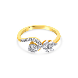Bague florale en or radiant et diamants, Bague diamantée taille marquise « Nature's Embrace » en or rose - Product Image 1