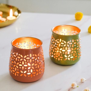 Contemporary Metal Tealight Holder Vintage Finish Diwali Decoration Candle <b>Stand</b> Decor - Product Image 5