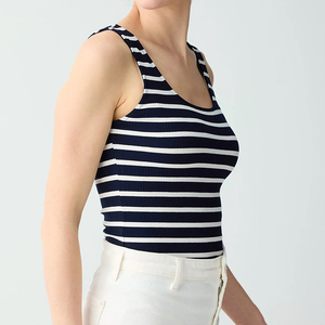 Nouveaux débardeurs côtelés à rayures pour femmes, vêtements d'été tendance, sans manches, col en U, au meilleur prix - Product Image 1