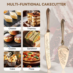 มีดตัดเค้กและที่ตักเค้กแบบใหม่ ผลิตจากทองเหลืองและสแตนเลสขัดเงาอย่างดี เหมาะสำหรับงานแต่งงาน งานเลี้ยง และงานอีเว้นท์ อุปกรณ์เสริมคุณภาพสูง - Product Image 4