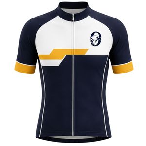 Men's Navy White Yellow Zipper Sublimation Print <b>Cycling</b> Jersey Short Sleeve Bicycle Racing Shirt Outdoor Sports Wear - Product Image 1