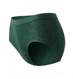 Ropa Interior de Algodón y Elastano para Mujer, Color Verde Oscuro, con Ribete de Encaje, Tejido Transpirable, Ajuste Estándar - Product Image 5