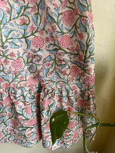 Vestido mini bohemio de mujer con estampado floral, cuello halter y manga corta, 100% algodón, estampado a mano, precio de fábrica. - Product Image 2