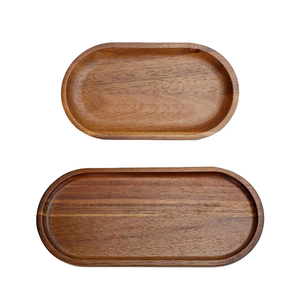 Plates Solid Wood Plate <b>Set</b> Natural Wood <b>Serving</b> Tray <b>Set</b> - Product Image 1
