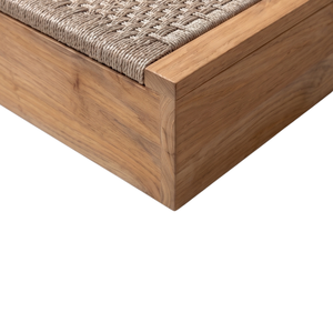 Chaise longue d'extérieur pliable en teck massif tressé, avec inclinaison manuelle, idéale pour la plage, les complexes hôteliers et les villas - Product Image 6