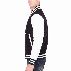 Men's Casual V-Neck Breathable Embossed Polyester/Cotton Varsity Jacket with <b>Covered</b> <b>Buttons</b> Polyester Wadding Filled for Winter - Product Image 1