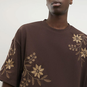 Quick Dry Floral Design Printed T-Shirt New Design <b>Down</b> Shoulder Plus Size Fashionable Customizable 100% Cotton Jersey Trendy - Product Image 5