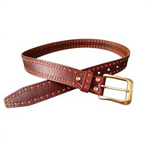 Ceinture vintage pour homme en cuir de vache véritable, cuir véritable, boucle en acier anti-déchirure, taille et forme personnalisables, écologique, imperméable, résistante - Product Image 3