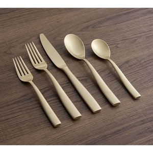 Ensemble de couverts en acier élégant et moderne à manche épais Ensembles de couverts économiques à fourchette et cuillère occidentales de style portugais - Product Image 1