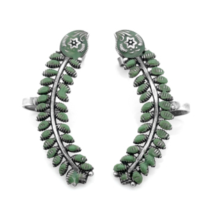Pendientes de Plata de Ley 925 con Hoja Esmaltada Verde y Diseño de Estrella en Relieve SKU7550, Ideales para Fiestas, Aniversarios y Regalos - Product Image 4