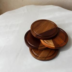 Natural Finish Wooden Coasters Set of 4 Rustic <b>Table</b> <b>Protection</b> - Product Image 2