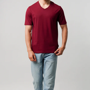 Wholesale Custom Logo Breathable Cotton Formal Knitted <b>Men</b> <b>V</b> <b>Neck</b> <b>T</b> <b>Shirt</b> Factory Price OEM Bulk Supply Export Quality - Product Image 2