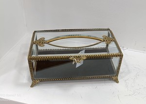 Caja de Joyería de Latón Dorado, Estuche de Almacenamiento de Vidrio Biselado, Organizador Decorativo para Anillos, Aretes y Collares - Product Image 3