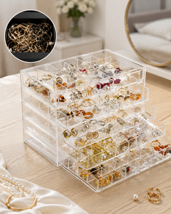 Acrylic Modern Eco-friendly for Earring <b>Storage</b> <b>Box</b> Clear Plastic Jewelry Display Stand 5 Drawers 120 <b>Small</b> Compartment Tray - Product Image 6