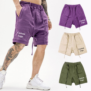 Shorts de sport décontractés pour hommes, respirants, 100% coton, avec logo personnalisé, style streetwear, cargo, taille élastique, pour la course à pied et le basketball - Product Image 1