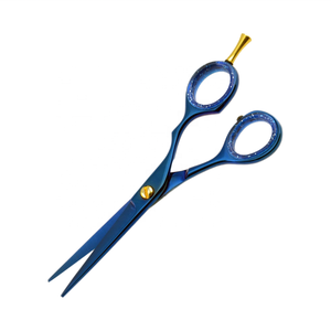 Tijeras profesionales de peluquería de acero inoxidable 5,5 de 420 pulgadas, maquinilla de afeitar, tijeras afiladas para salón, herramienta de belleza con revestimiento de Plasma azul - Product Image 1