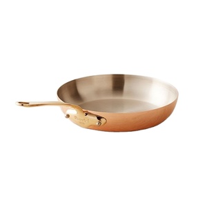 Poêle à frire artisanale en cuivre avec poignée en laiton, finition martelée pour la cuisson et le service, ustensile de cuisine traditionnel artisanal - Product Image 4