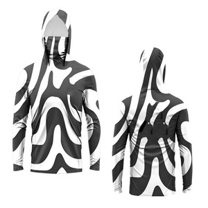 Quick Dry Men's Camouflage Hooded <b>Long</b> <b>Sleeve</b> Fishing Shirt UPF 50 Anti-UV Polyester Pullover <b>Top</b> - Product Image 4