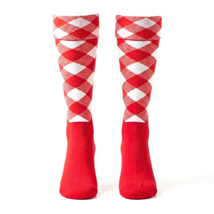 Chaussettes écossaises personnalisées faites à la main à motif Argyle rouge et blanc pour kilt, chaussettes de bagarreur écossais, meilleures ventes - Product Image 3