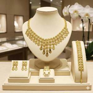 Juego de Collares Chapados en Oro de 14K, 18K y 24K al por Mayor, Joyería de Moda Europea Francesa, Diseño Floral Tradicional - Product Image 1