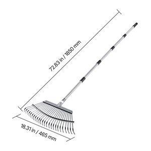 Rastrello da Giardino Regolabile Rinforzato con 25 Denti in Metallo, Testa in Plastica Larga 18,3 Pollici, Manico Lungo 36,4-72,8 Pollici per Prati - Product Image 6
