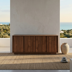 Commode en teck massif Tariva, grain naturel intense, écologique, durable, convertible, offrant un grand espace de rangement, chambre à coucher, salon - Product Image 1