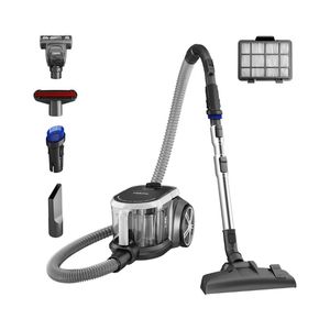 Aspirateur sans sac, aspirateur léger pour tapis et sols durs, argenté avec noir, NEN180 - Product Image 1