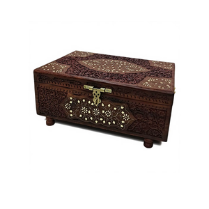 Handcrafted Wooden Jewelry <b>Box</b> with Mirror Velvet Lining | Multiple Compartments <b>Lockable</b> Storage Organizer Elegant Gift Case - Product Image 1