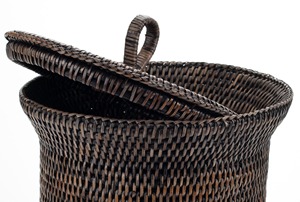 Natural Woven Waste Basket With <b>Lid</b> Suitable For Cafe Hotel Bathroom Utility Basket And Office Paper <b>Bin</b> Wholesale From India - Product Image 3