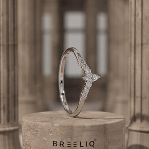 Marquise Diamond Tiara Ring 14K Solid Gold Lab Grown Diamond Curved Crown Band Stackable <b>Bridal</b> Fine Jewelry - Product Image 1