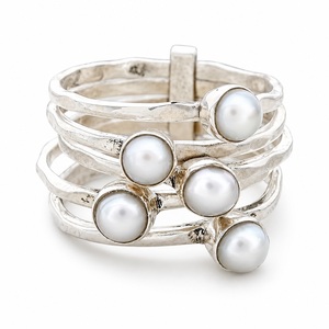 Anillo de Plata de Ley 925 con Perla Blanca, Anillo de Boda Boho Hecho a Mano, Anillo de Perla Vintage, Joyería Fina Elegante, Regalo para Mujer - Product Image 1