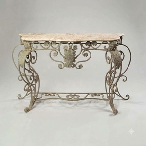 Mesa de Patio de Hierro Forjado a Mano de Lujo Europea KHP, Resistente a la Intemperie, Mesa de Jardín Personalizada Modelo KHP-TB-003 - Product Image 1