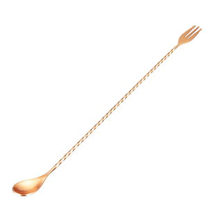 Cuillère à cocktail en cuivre avec manche torsadé, fourchette mélangeuse, cuillère à mélanger pour barman, mélangeur de boissons pour bar, café, mocktail, usage en cuisine - Product Image 1