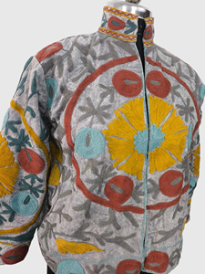 Veste en coton matelassée à fleurs brodée à la main, manches longues, col mandarin, hiver, femme, grande taille - Product Image 3