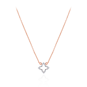 Pendentif en diamant cultivé en laboratoire or rose, design floral tendance pour femme, à porter au quotidien, couleur G, bijoux plaqués or 14 carats - Product Image 1