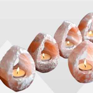 Porte-bougie en sel de l'Himalaya de qualité supérieure, brut, sculpté en forme de goutte d'eau, décoration naturelle relaxante pour la maison et le spa - Product Image 1