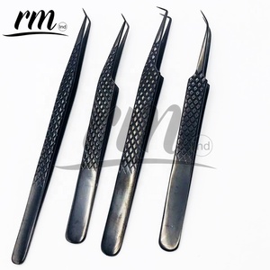Pince à épiler pour extensions de cils RMI de haute qualité, très vendue, professionnelle, de bonne qualité, noire, logo et emballage personnalisés - Product Image 2