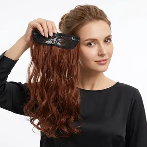 Perruque longue bouclée rougeâtre en cheveux indiens Remy, sans colle, avec base en soie élastique, texture ondulée naturelle, densité 100 %, longueur personnalisable - Product Image 3