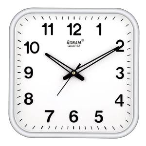 Horloge murale carrée Sonam en quartz, analogique, silencieuse, design minimaliste, corps en plastique, pour salon, bureau à domicile, décoration - Product Image 1